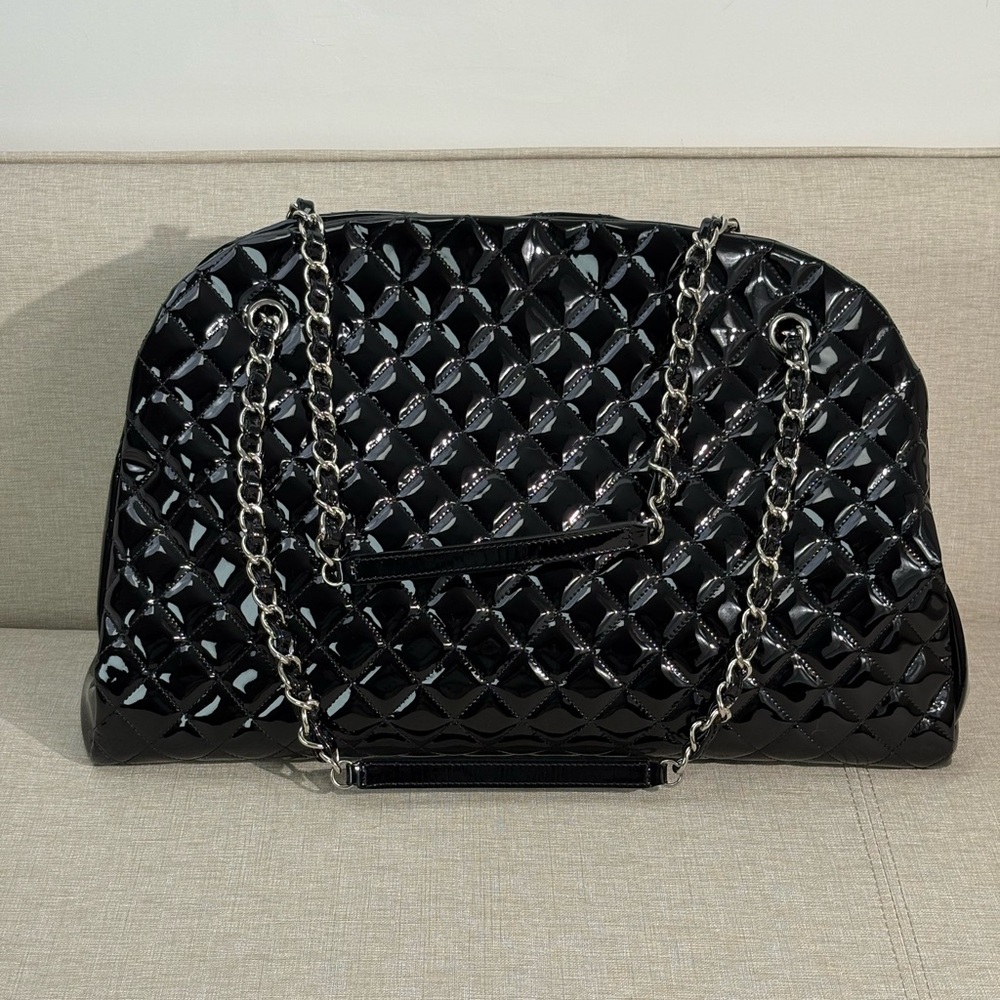 CHANEL Black Patent Leather Shoulder Tote SHW XL - Picture 4 of 16